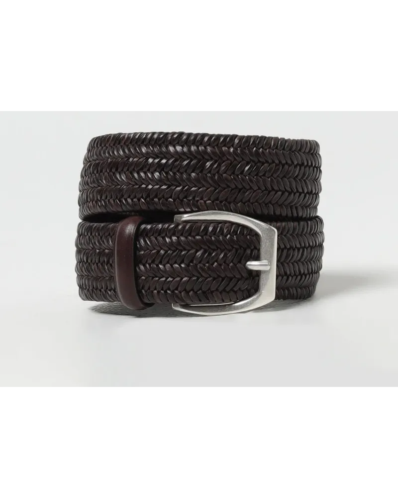 Orciani Breiter Stretch-Geflochtener Ledergürtel Dark