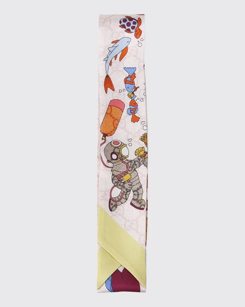 Gucci Grafisch bedrucktes Seidentwill Bandeau Pink