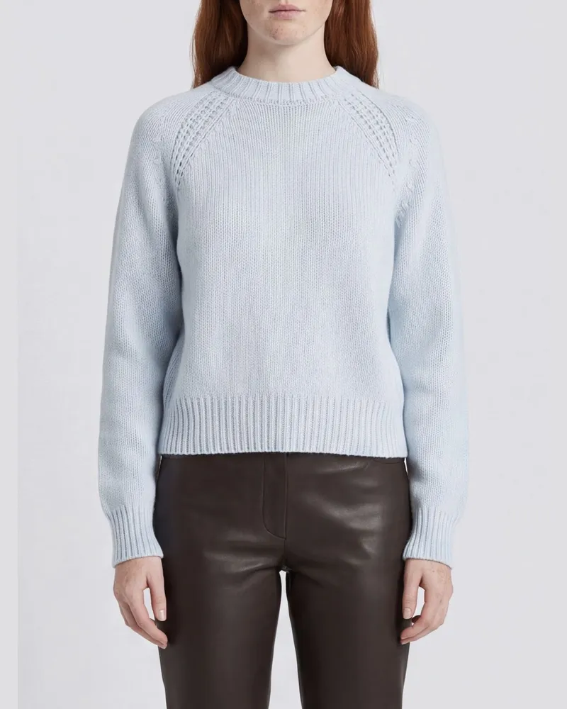 Sa Su Phi Kaschmirpullover mit Rundhalsausschnitt und überschnittenen Schultern Blau