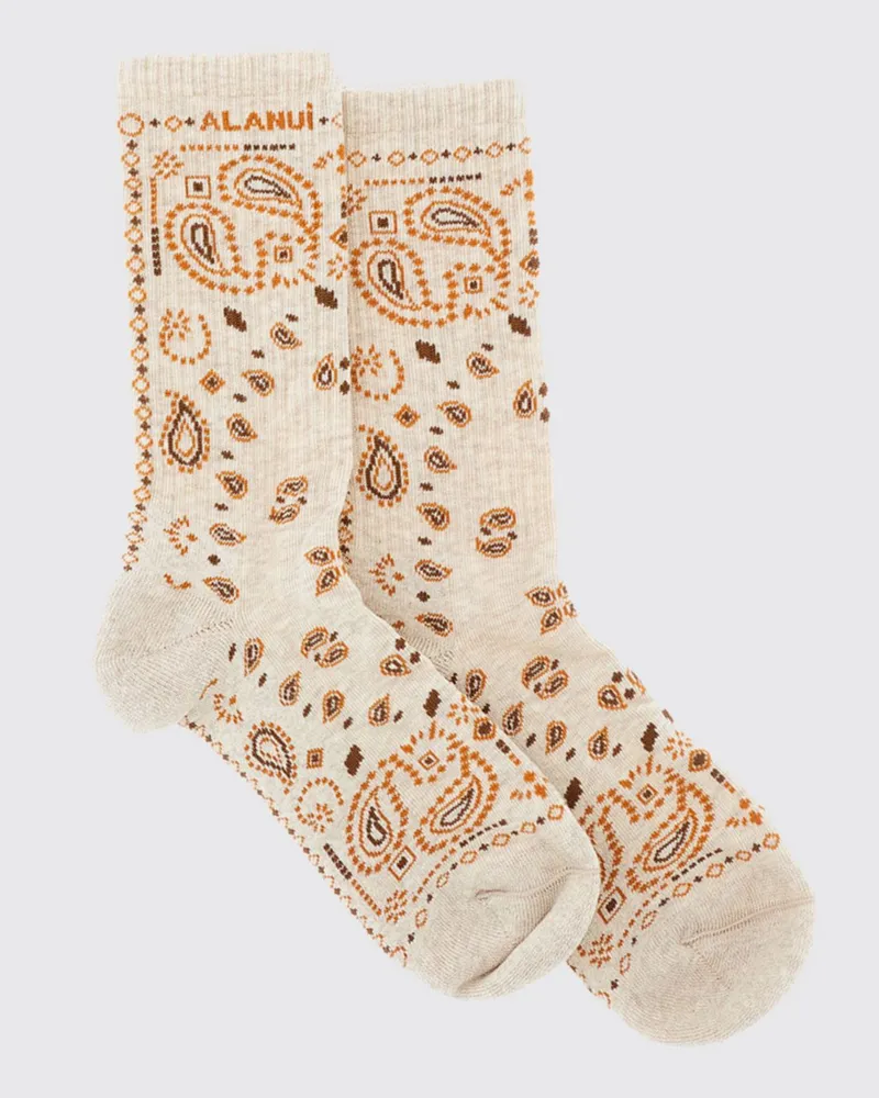 Alanui Socken aus Baumwollmischung mit Paisley-Jacquardmuster Weiß