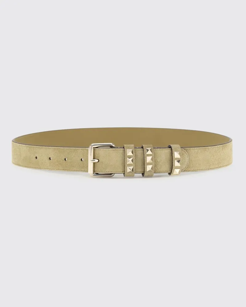 Valentino Garavani Rockstud Gürtel aus Veloursleder mit Dornschließe Beige