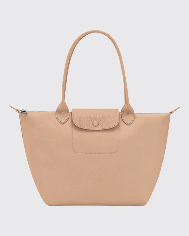 Longchamp Le Pliage One Mittlere Schulter-Tragetasche aus recyceltem Nylon Beige