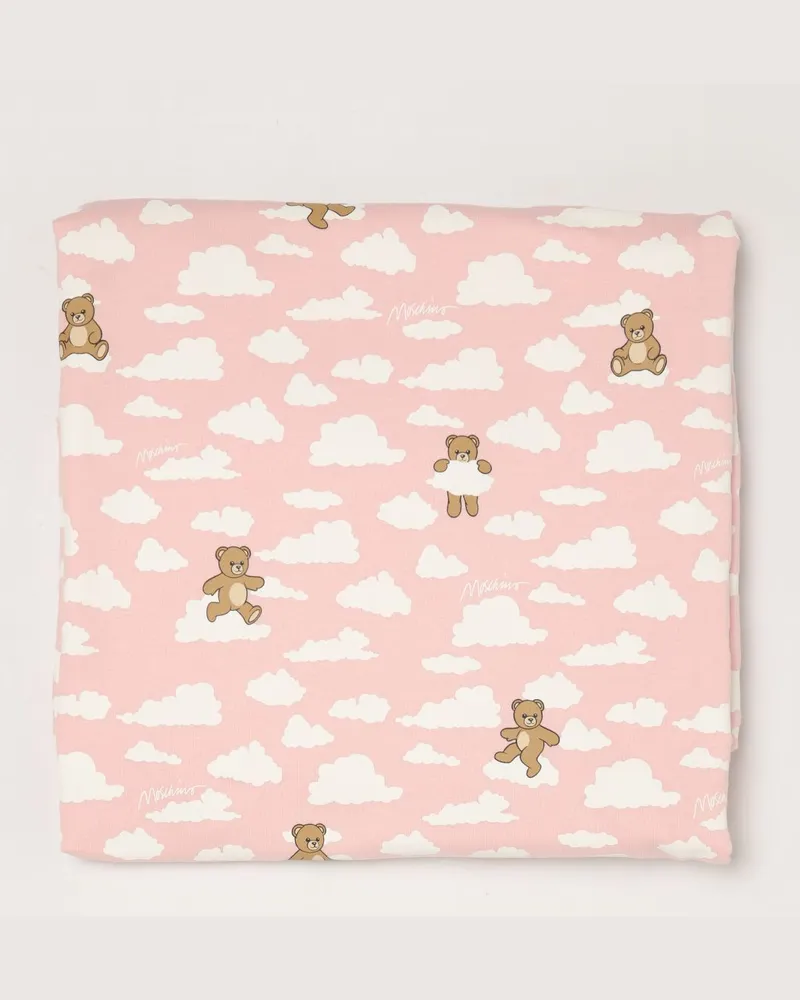 Moschino Babydecke aus Baumwolle mit Print Pink