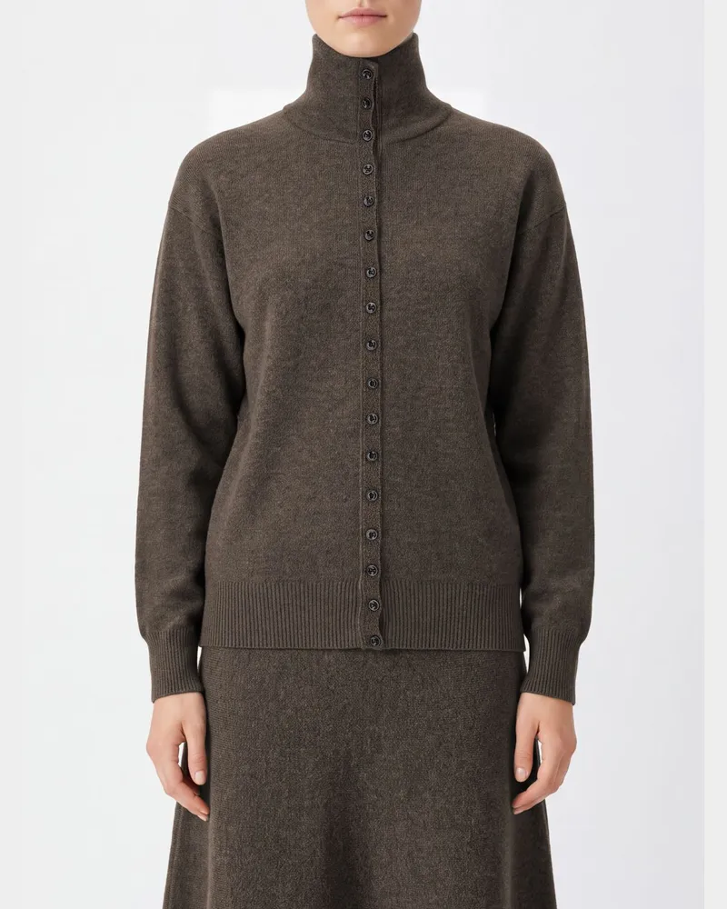 Christophe Lemaire Hochgeschlossener Cardigan aus reiner Wolle mit Knopfverschluss Earth