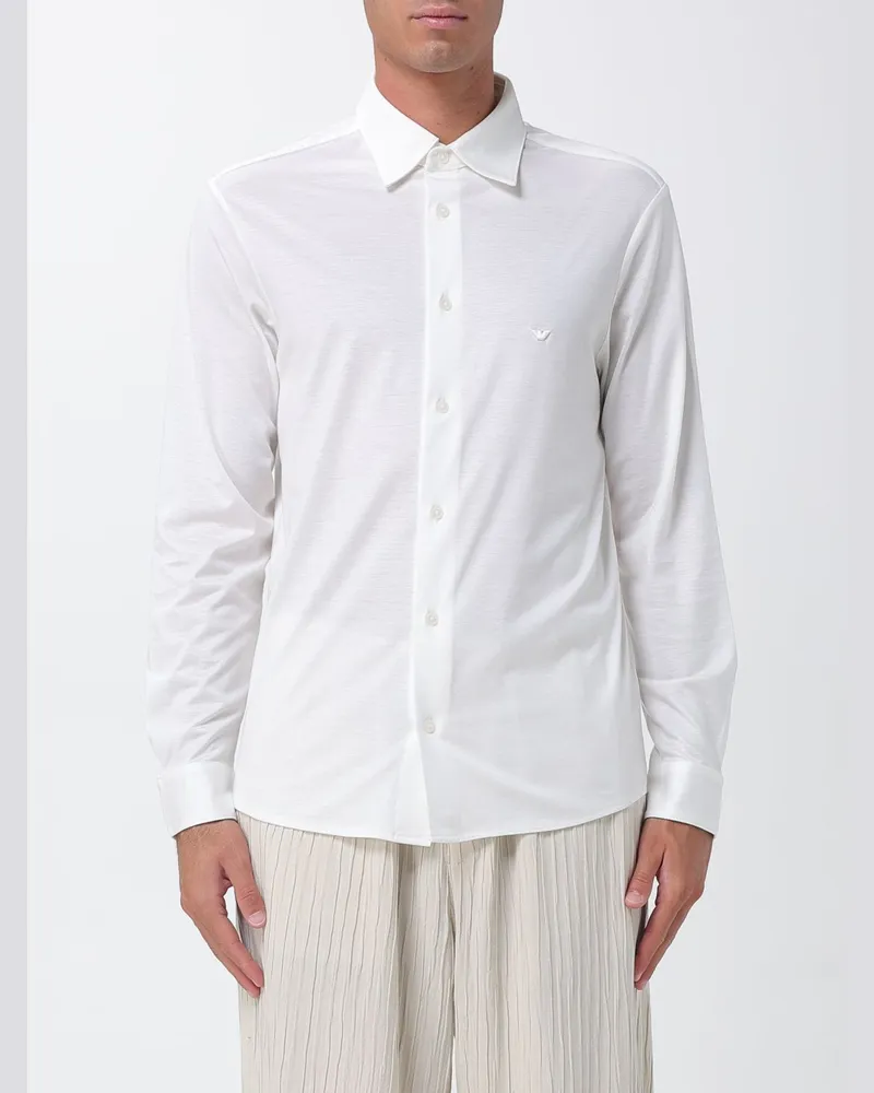 Emporio Armani Hemd aus Baumwollmischung Weiß