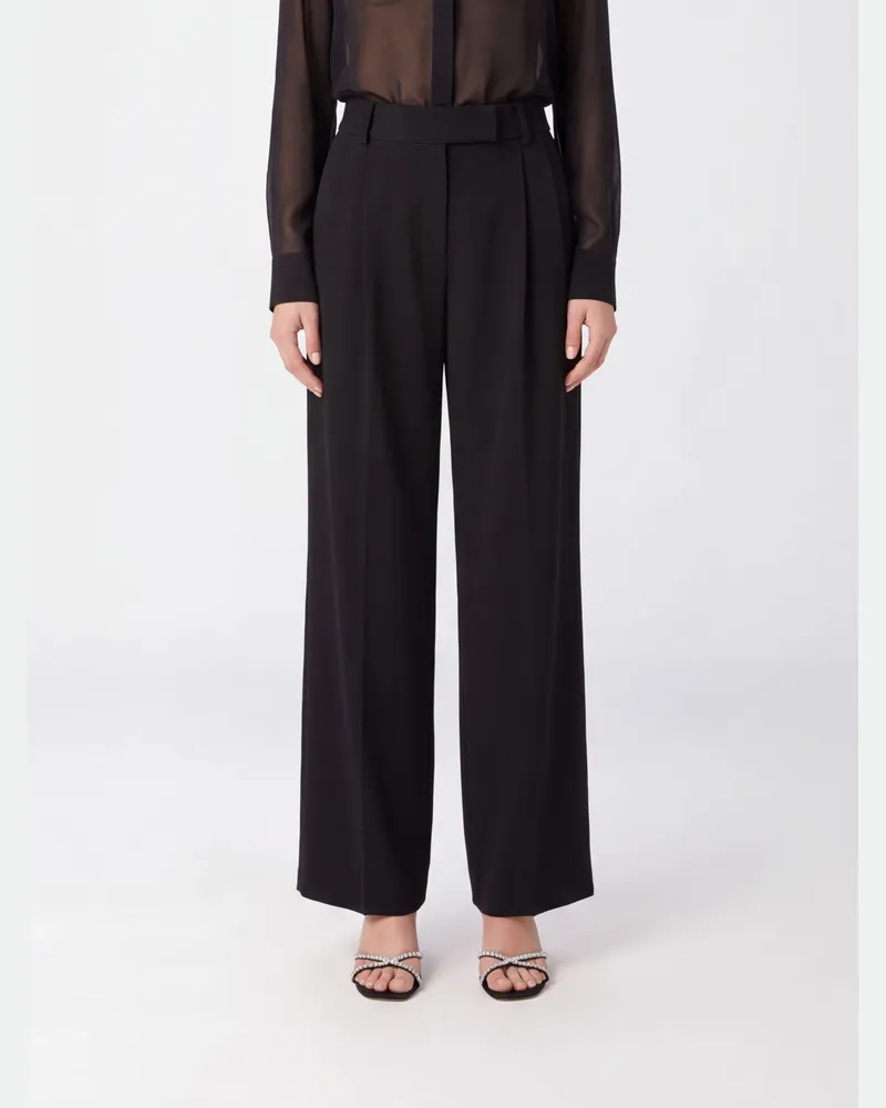 Giorgio Armani Maßgeschneiderte High-Waist Seidenhose mit weitem Bein Schwarz