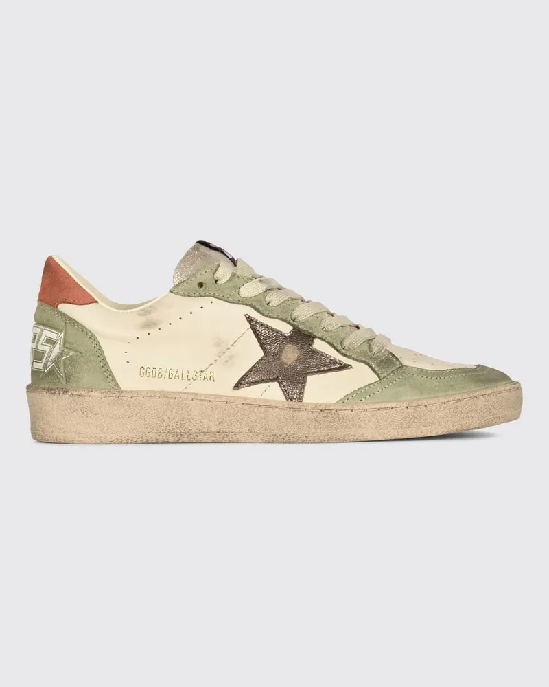 Golden Goose Ball Star Sneakers aus Glatt- und Velours-Kalbsleder mit Used-Effekt Weiß
