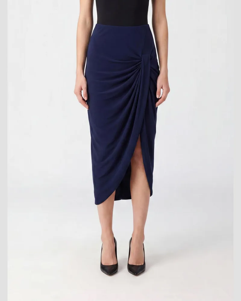 Stella McCartney Asymmetrischer, drapierter Minirock aus Viskose mit hoher Taille Blau