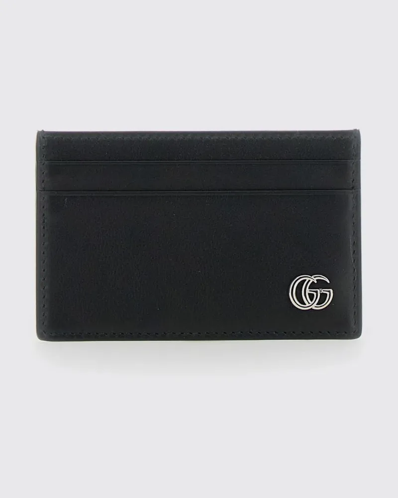 Gucci GG Marmont Kartenetui aus Kalbsleder mit Metalllogo Schwarz