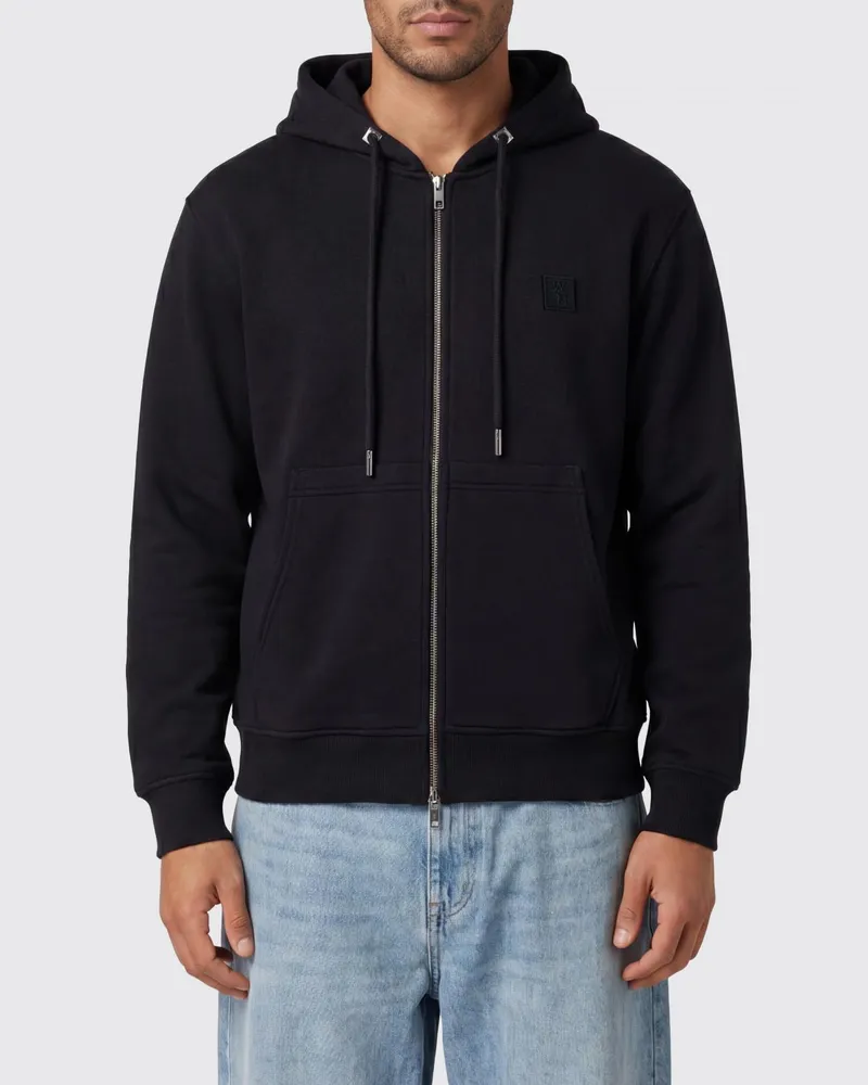 Wooyoungmi Kapuzenjacke von aus Baumwolle mit Reißverschluss und Kontrastlogo Schwarz