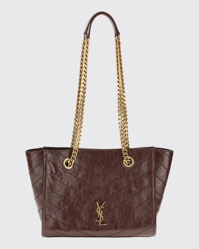 Saint Laurent Niki Tasche aus gestepptem Kalbsleder mit Chevron-Muster Weinrot