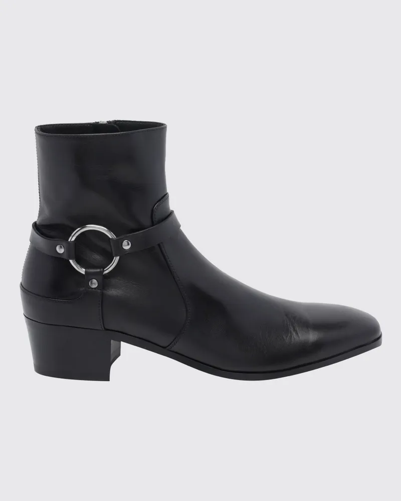 Tom Ford Clint Western-Stiefeletten aus Leder mit eckiger Kappe und Metallring Schwarz
