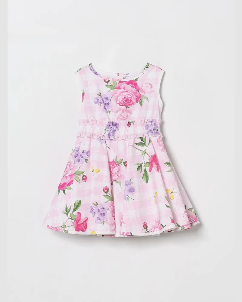 Monnalisa Baumwollkleid mit Blumenprint Pink