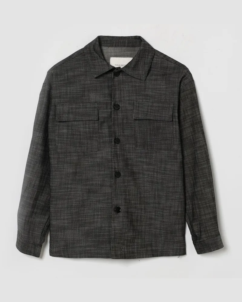 Paolo Pecora Milano Baumwoll-Mix Overshirt Schwarz