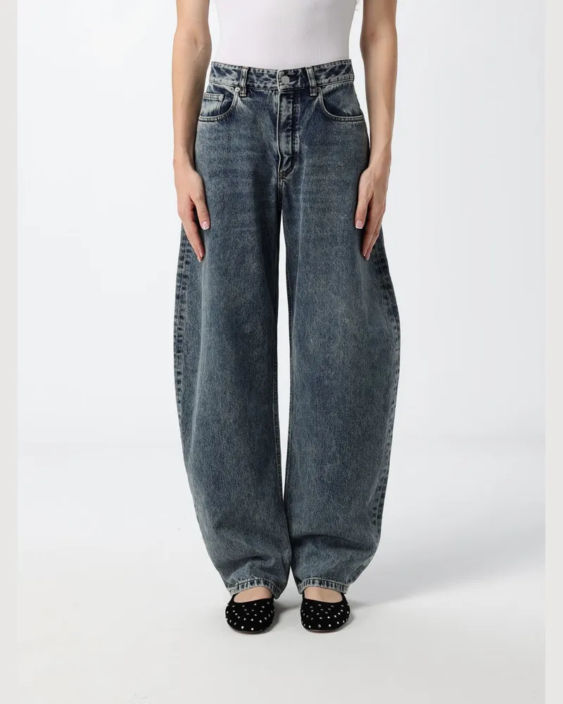 Alaïa Hochgeschnittene Baggy-Jeans Round aus Baumwoll-Denim Blau