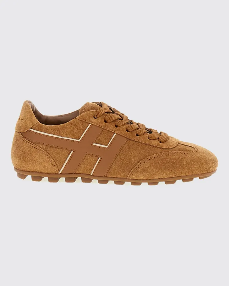 Hogan Olympia Sneaker aus Leder und Veloursleder mit H-Logo und gezackter Sohle Braun