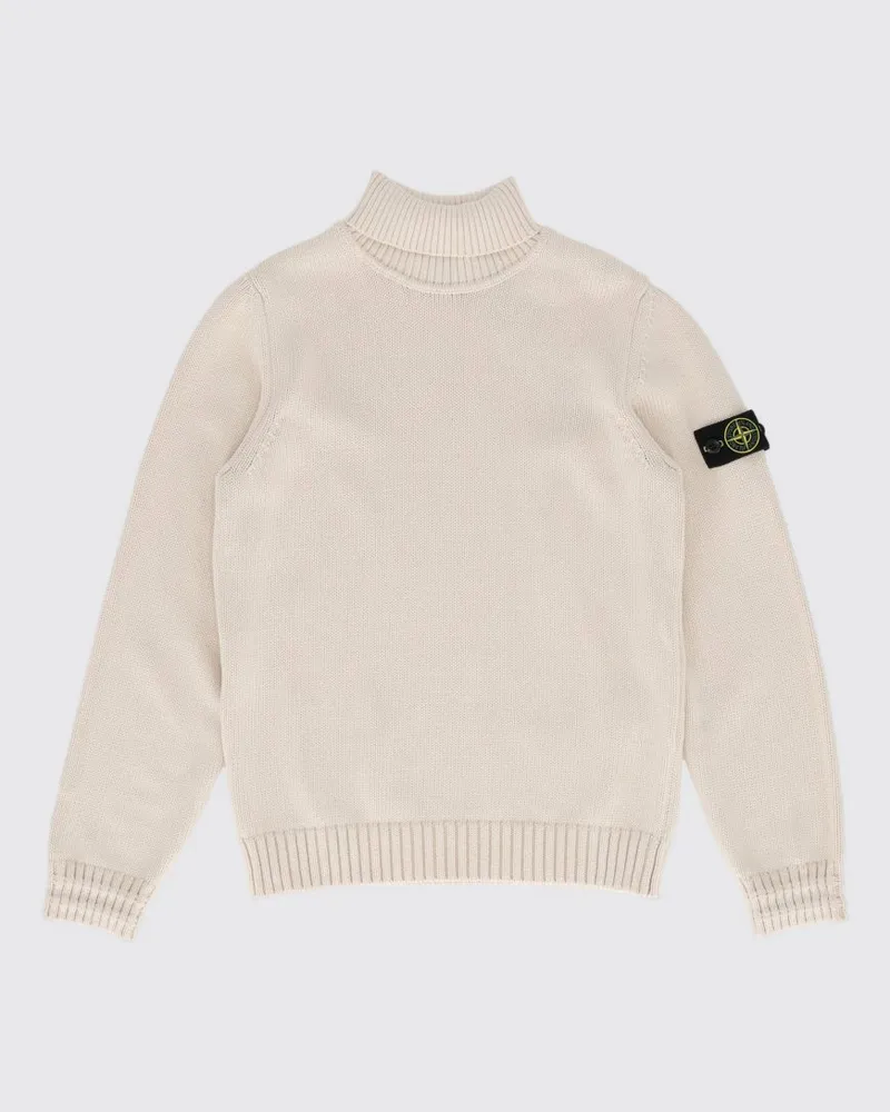 Stone Island Rollkragenpullover für Jungen aus Baumwolle mit Compass-Logo Grau