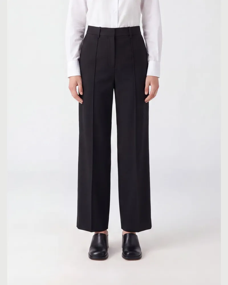 Marni Hoch taillierte Straight-Leg-Hose aus Schurwollmischung mit verdecktem Verschluss Schwarz