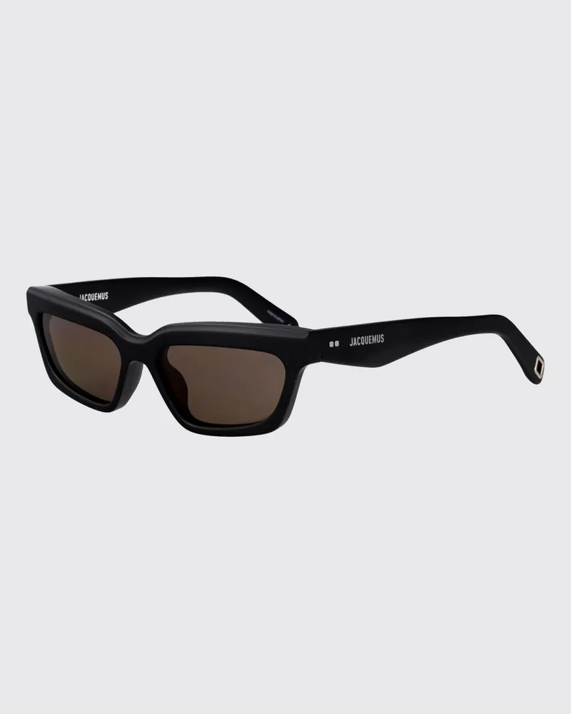 Jacquemus Rechteckige Sonnenbrille Le Salon von aus Acetat mit bernsteinfarbenen Gläsern Schwarz