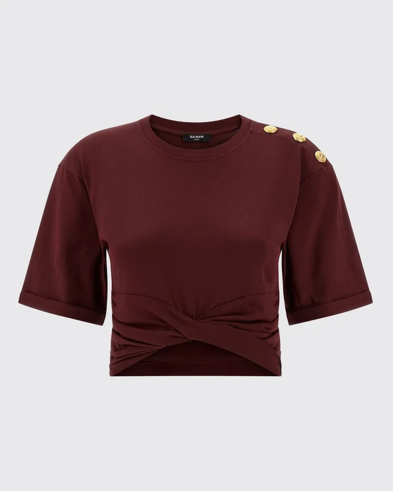 Balmain T-shirt damen Burgunderrot