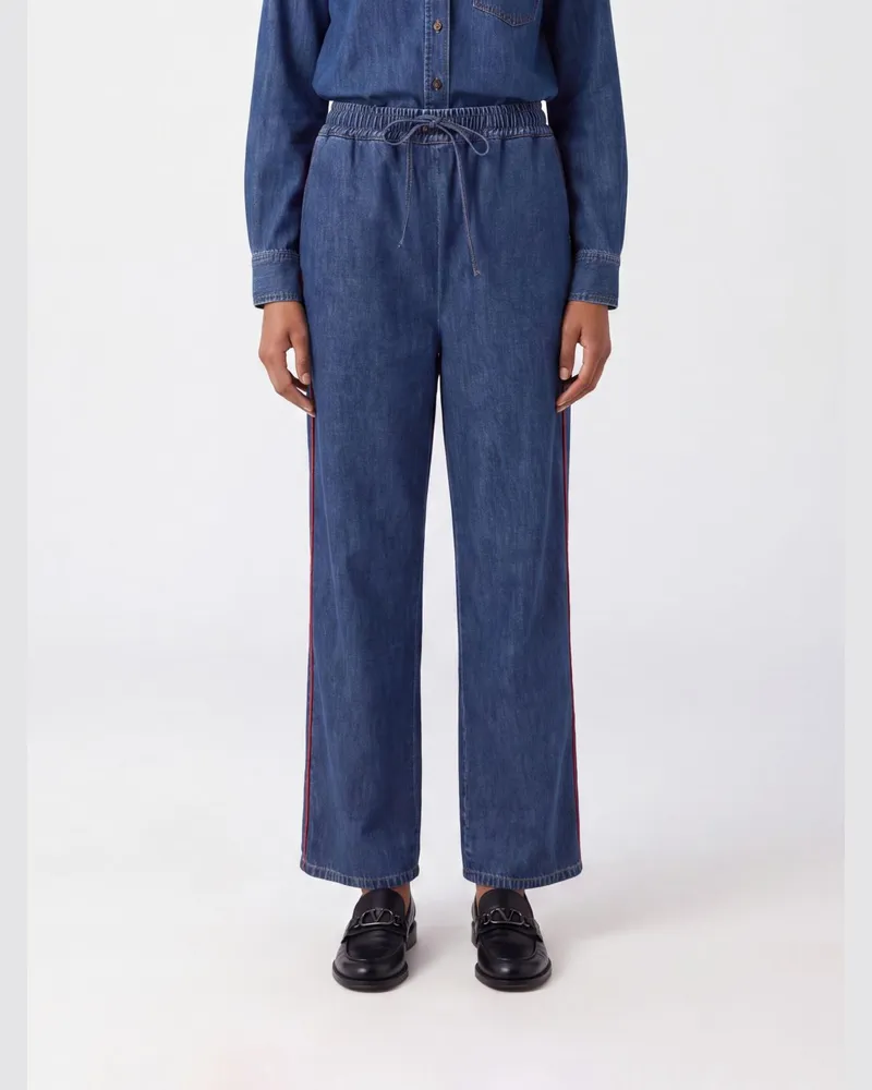 Valentino Garavani Denim-Hose mit geradem Bein und elastischem Kordelzugbund Denim