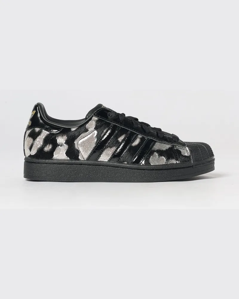 adidas Superstar II Sneaker aus Leder und Ponyfell mit Animal-Print Schwarz