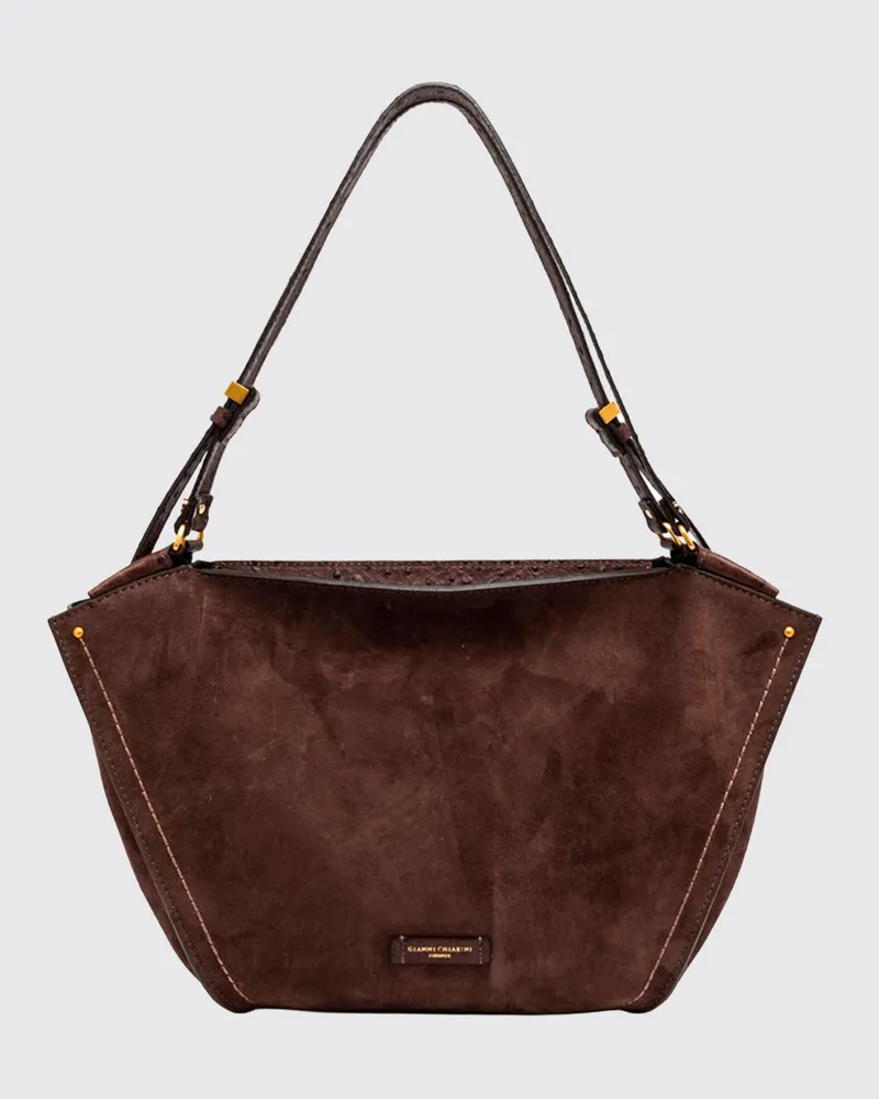 Gianni Chiarini Bloom Schultertasche aus Veloursleder mit verstellbarem Henkel Braun