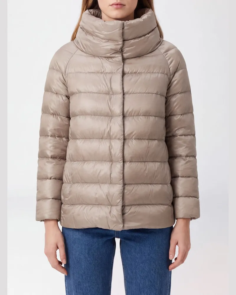 Herno Kurze Sofia Daunenjacke aus ultraleichtem Nylon mit Stehkragen Grau