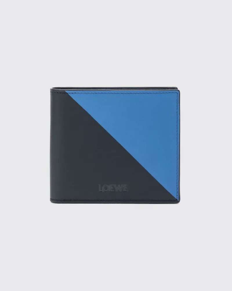 Loewe Zweifarbige Bifold-Brieftasche Flag-D aus Kalbsleder Navy