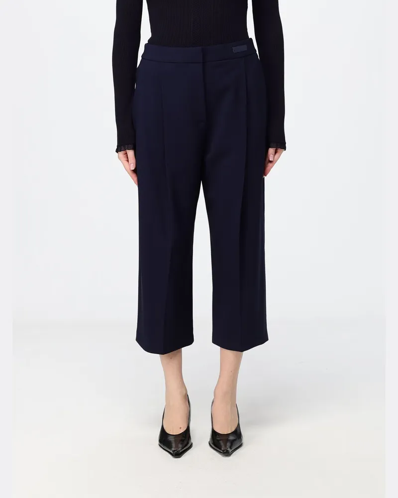 Elisabetta Franchi Verkürzte Crêpe-Hose mit mittlerer Taille Blau