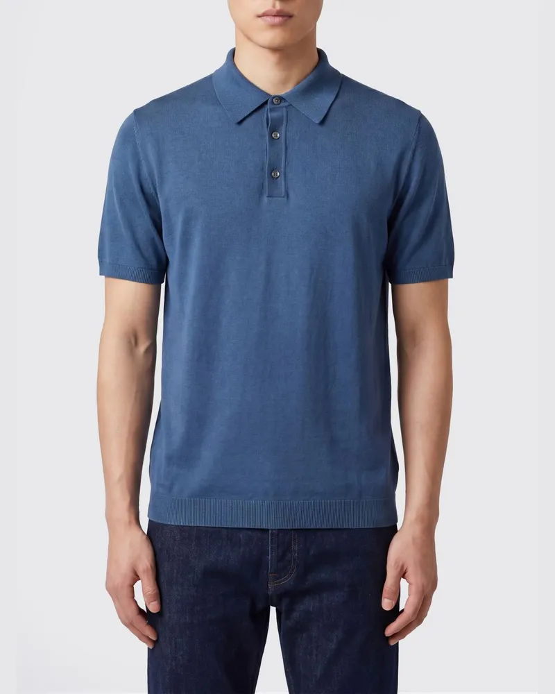 Roberto Collina Strick-Poloshirt Blau