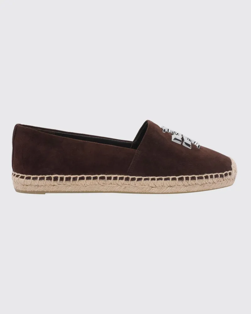 Tory Burch Eleanor Espadrilles aus Veloursleder mit Double T-Logo und niedrigem Absatz Braun