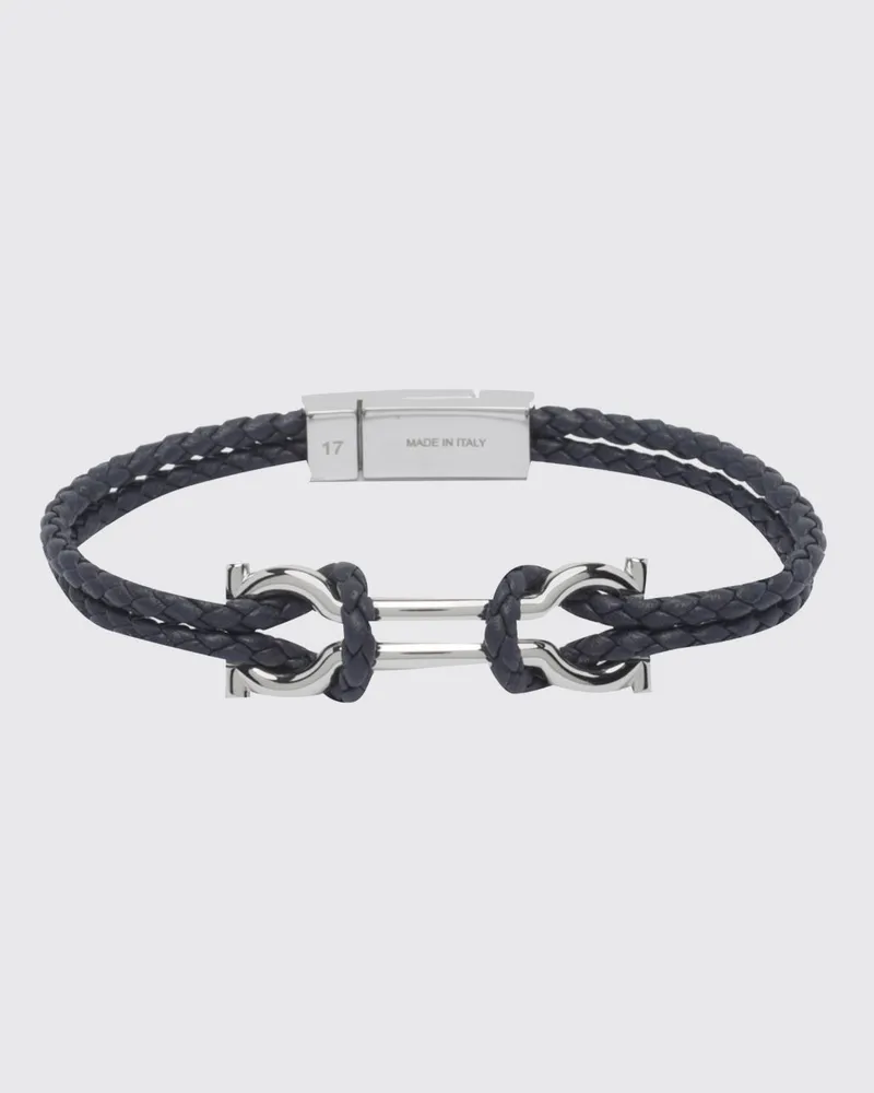 Ferragamo Gancini-Armband aus geflochtenem Leder mit Magnetverschluss Blau