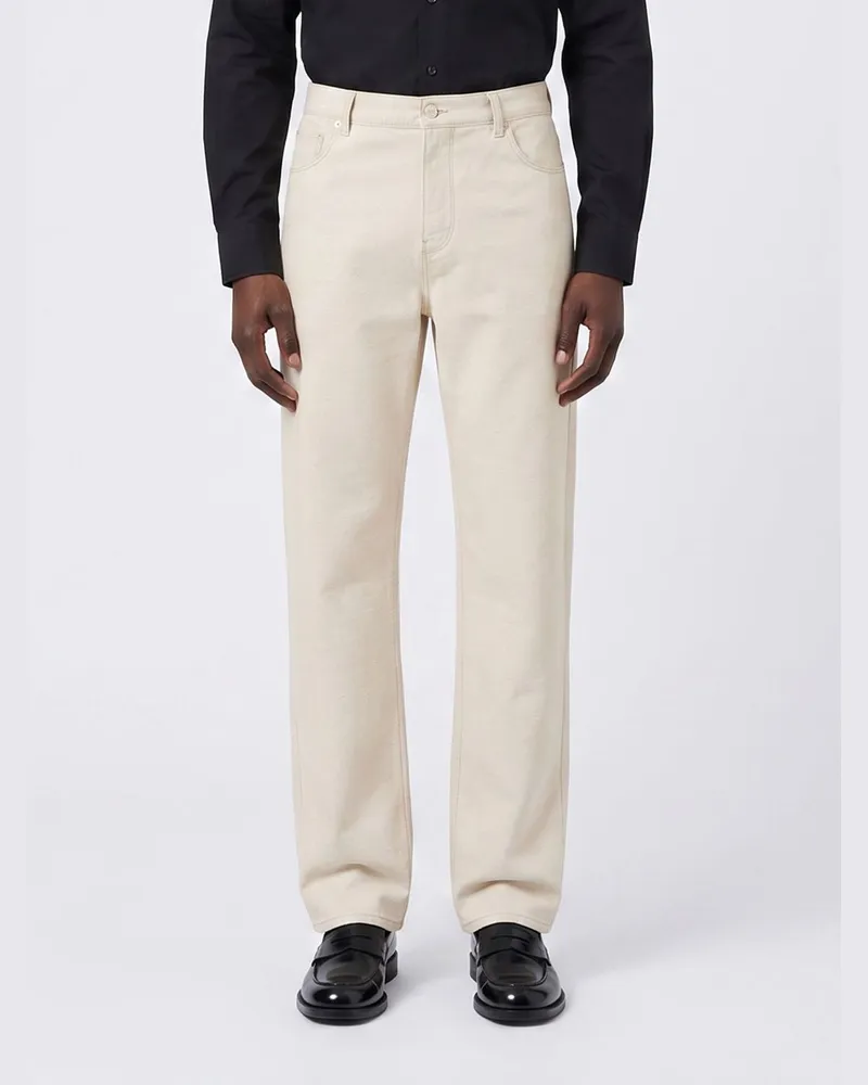 Fendi Straight-Leg Jeans aus Baumwoll-Leinen-Denim Ivory