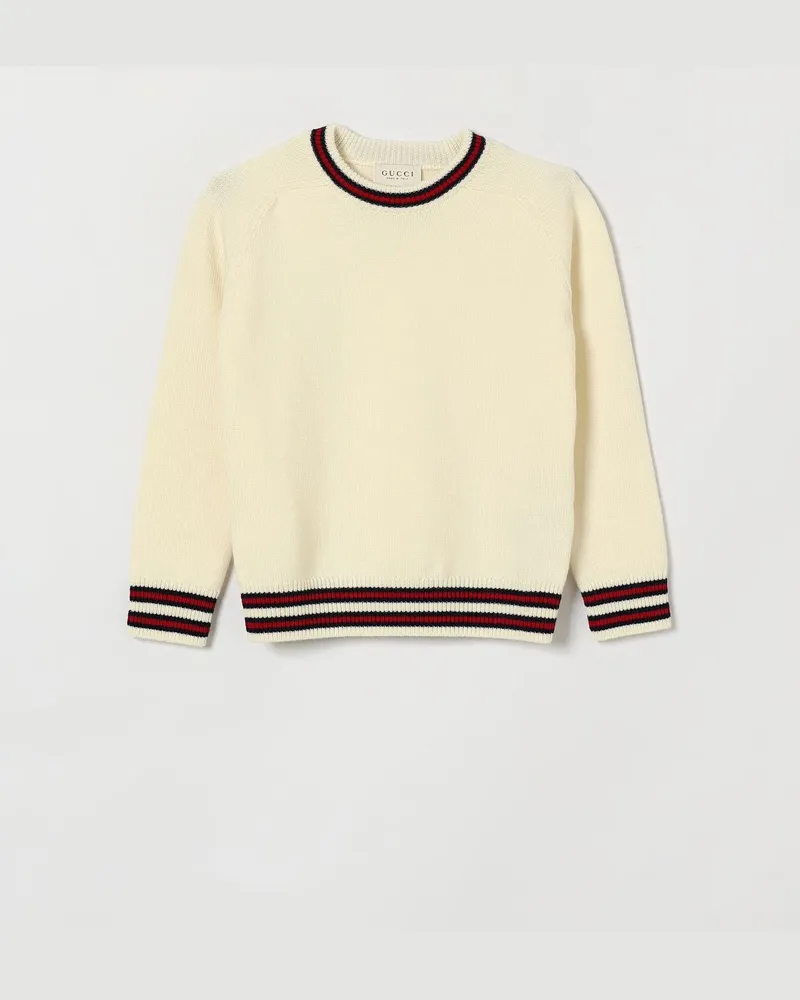 Gucci Rundhalspullover für Jungen von aus Wolle mit Web-Detail und Kontrastbesätzen Bunt