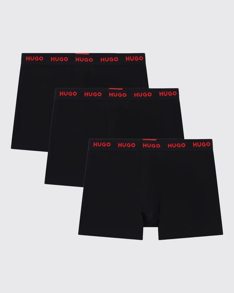 HUGO BOSS Dreierpack Baumwoll-Boxershorts mit Logo-Bund Schwarz