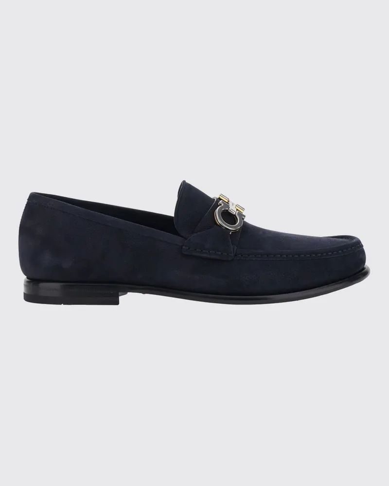 Ferragamo Penny Loafer aus Nubukleder mit Gancini-Detail Blau