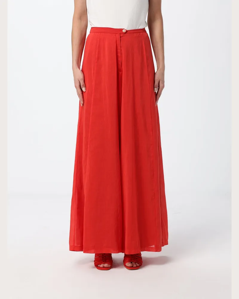 forte_forte Weite Leinenhose Rot