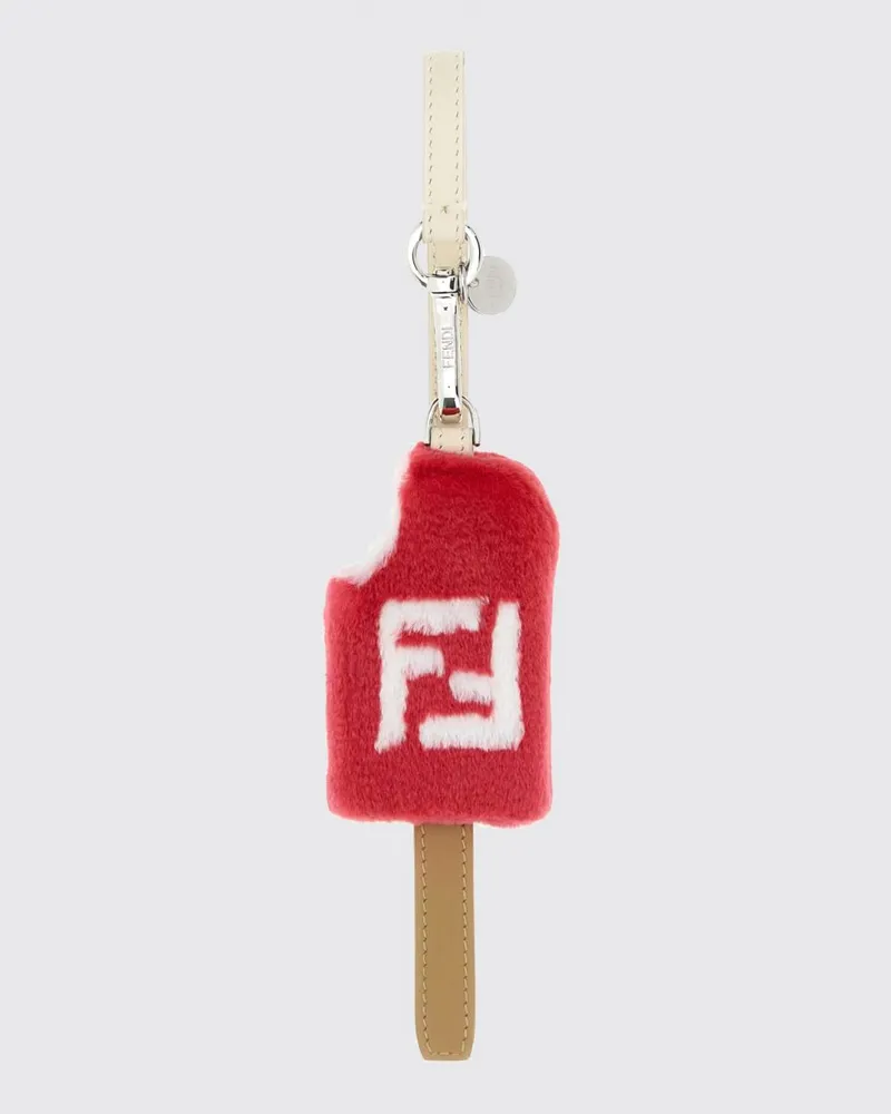 Fendi Schlüsselanhänger aus Shearling und Leder mit FF-Monogramm und Karabinerhaken Grau