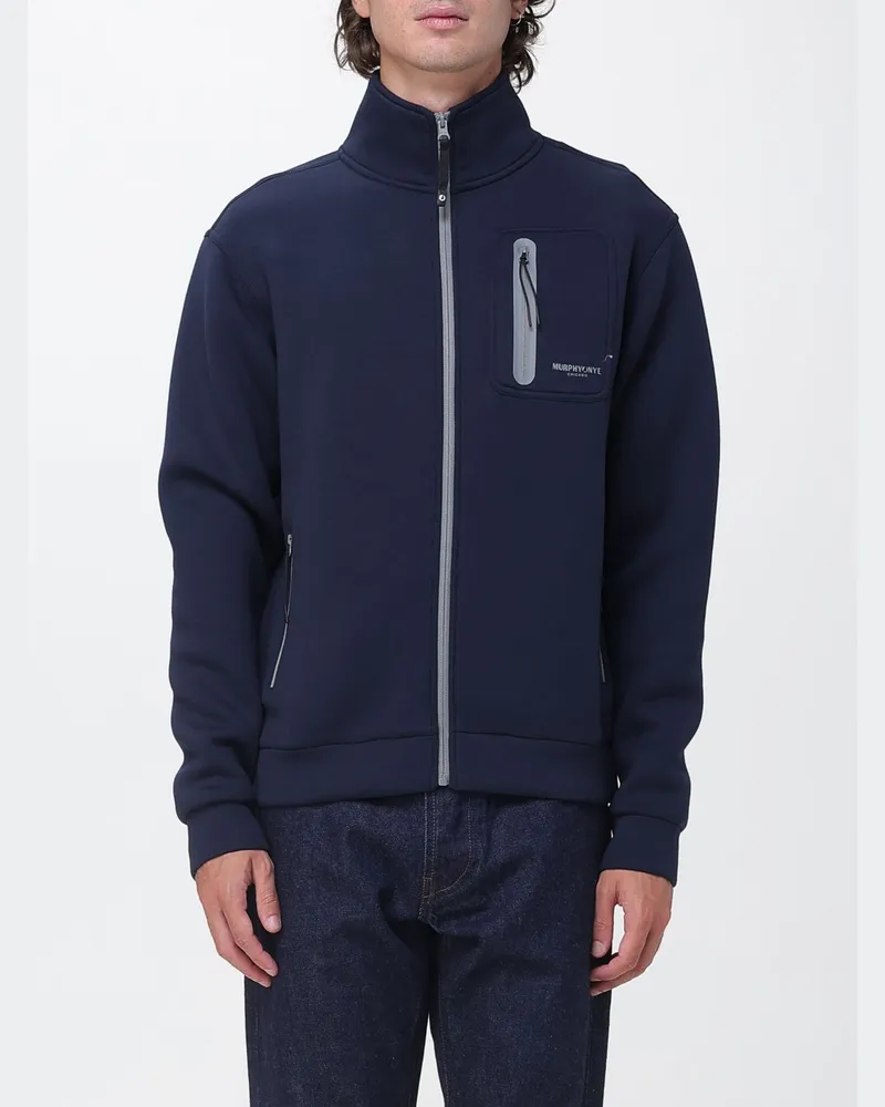Murphy & Nye Technisches Sweatshirt aus Neopren mit durchgehendem Reißverschluss und Stehkragen Navy