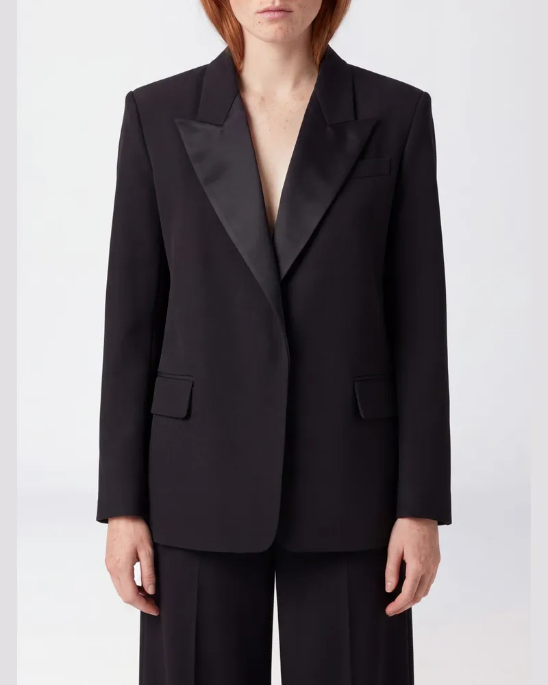 Federica Tosi Kurzer einreihiger Crêpe-Blazer mit verdecktem Verschluss Schwarz