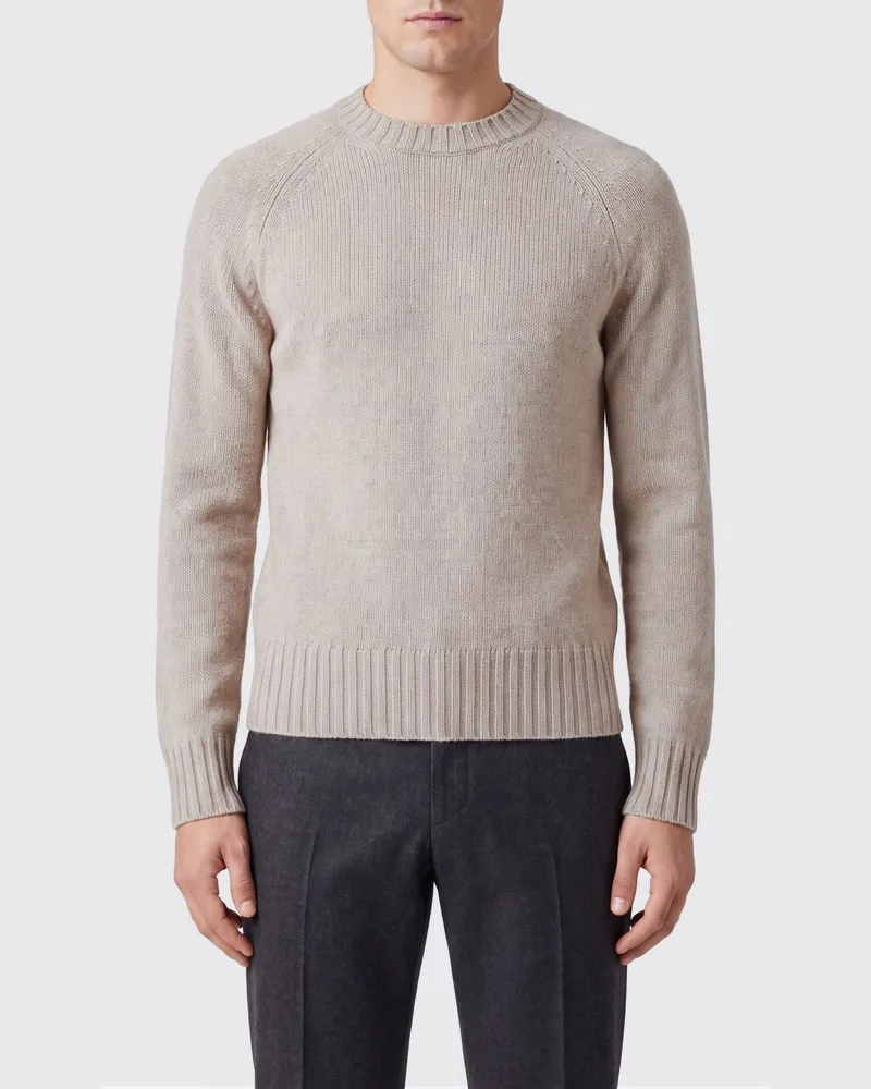 Tom Ford Klassischer Pullover mit Rundhalsausschnitt aus reinem Kaschmir Taubengrau