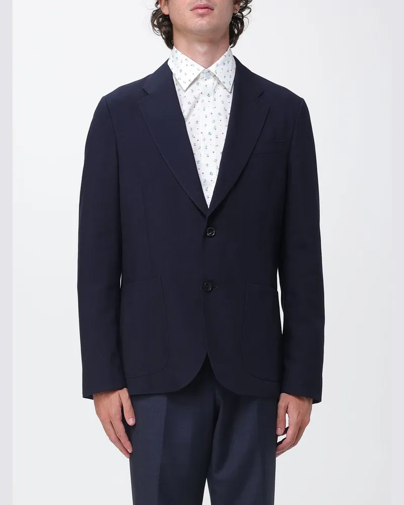 Paul Smith Einreihiger Wollblazer mit aufgesetzten Taschen Navy