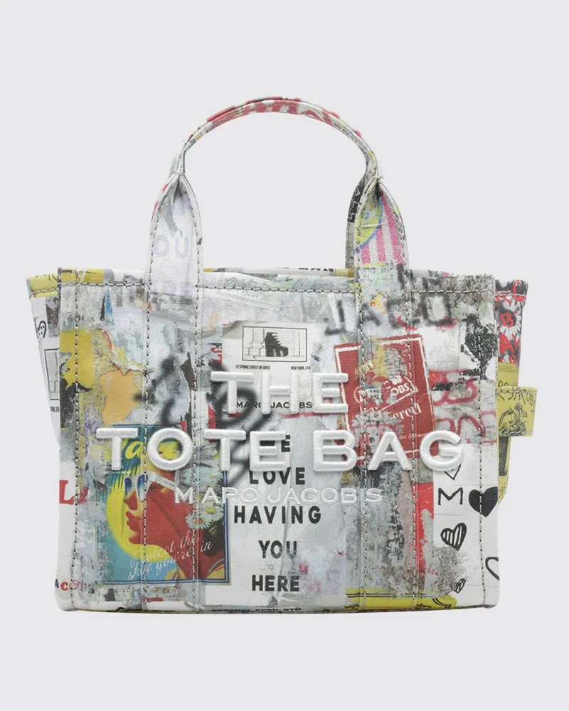 Marc Jacobs The Small Tote Bag aus Canvas mit kontrastierendem Logo Weiß