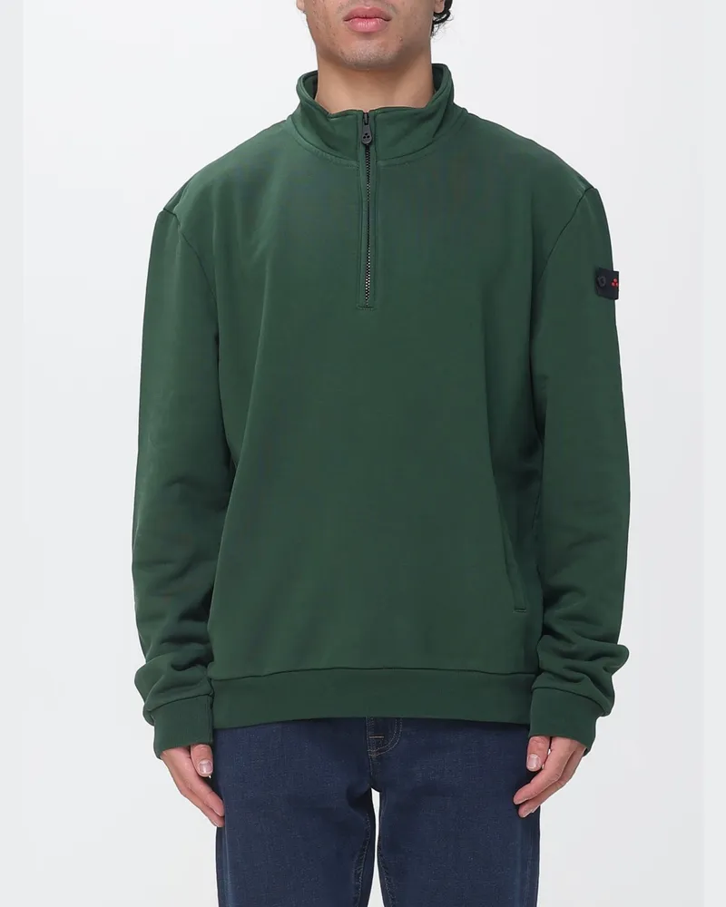 Peuterey Sportliches Sweatshirt aus Baumwolle mit hohem Kragen und halbem Reißverschluss Grün