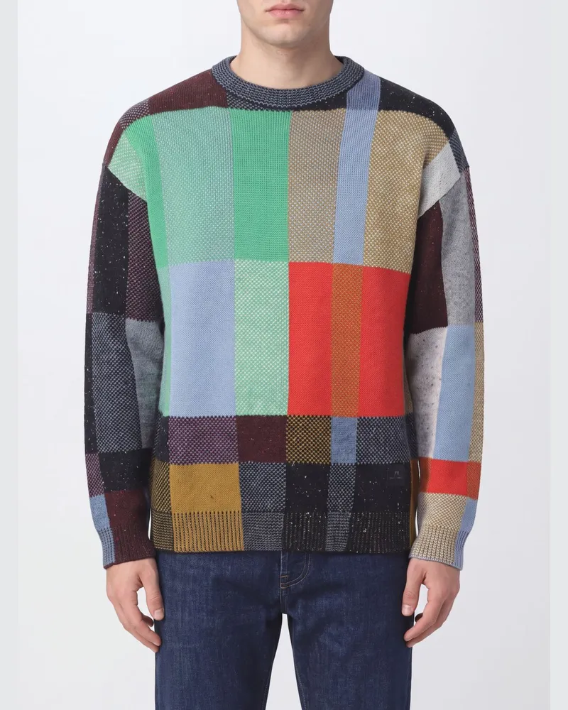 Paul Smith Relaxed Fit karierter Woll- und Baumwoll-Pullover mit Rundhalsausschnitt Bunt