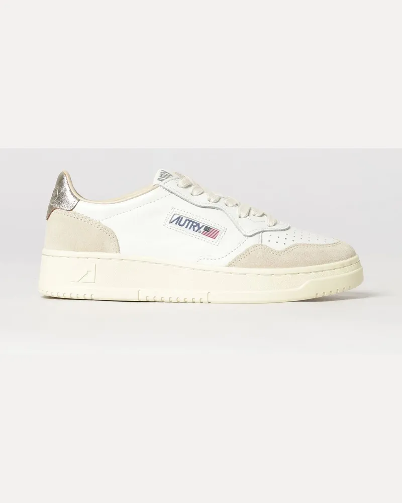 AUTRY Medalist Low Bicolor-Ledersneaker mit perforierter Spitze Gold