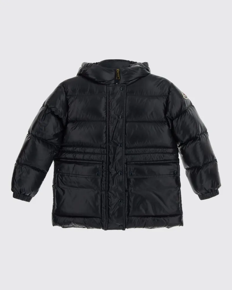 Moncler Gesteppter Daunenparka Sesie für Jungen mit Kapuze und elastischen Bündchen Navy