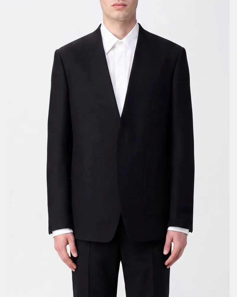 Maison Margiela Einreihiger Blazer aus reiner Schurwolle ohne Verschluss Schwarz