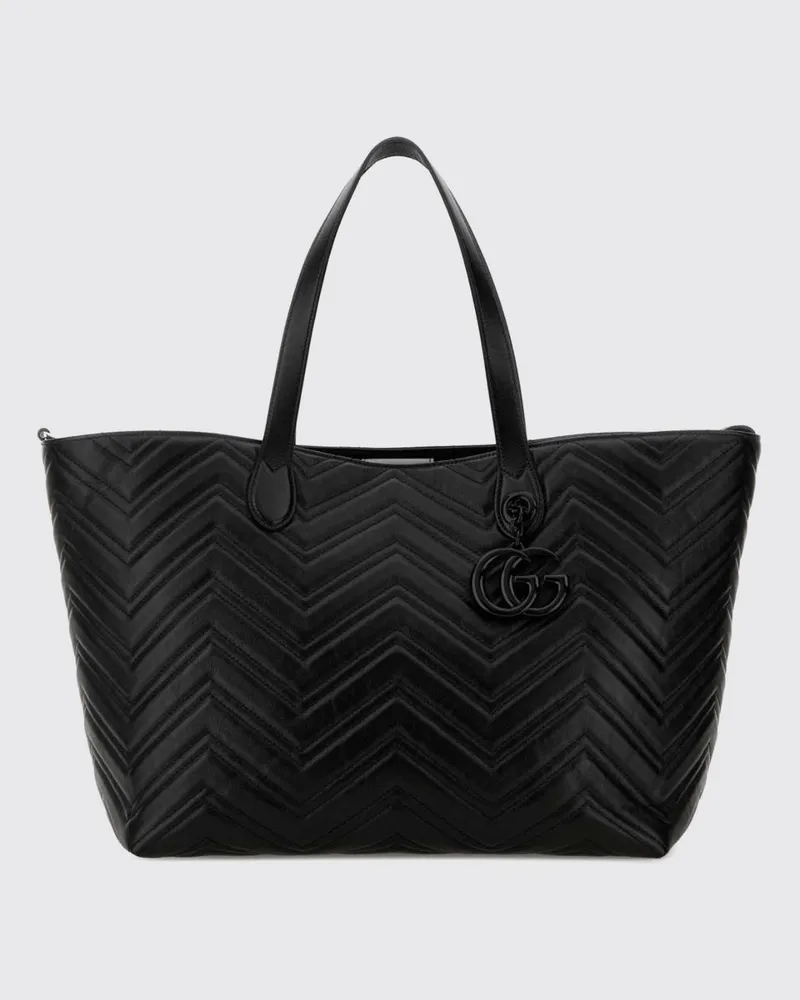 Gucci GG Marmont Schultertasche aus Matelassé-Nappaleder mit Chevron-Muster Schwarz